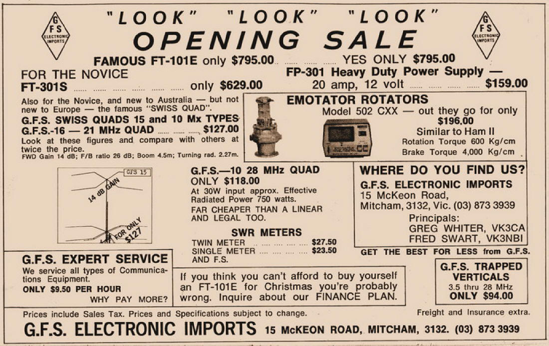 GFS Electronic Imports Amateur Radio Magazine Ad of December 1977