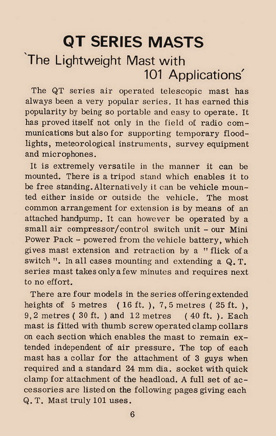 Clark Masts 1970's Catalogue - Page 6 -  QT Series Masts